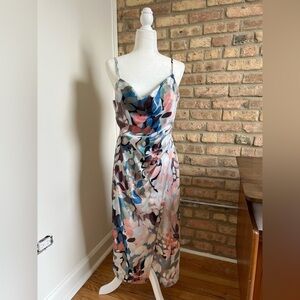 Silky dress with waterfall neckline
